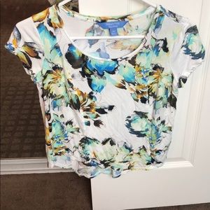 SIMPLY VERA Petites Floral Scoopneck Top Size PM